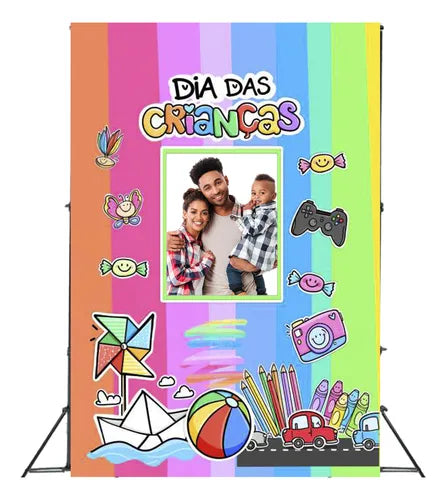 Painel Vazado Retangular Interativo + Estrutura Metálica Dia das crianças